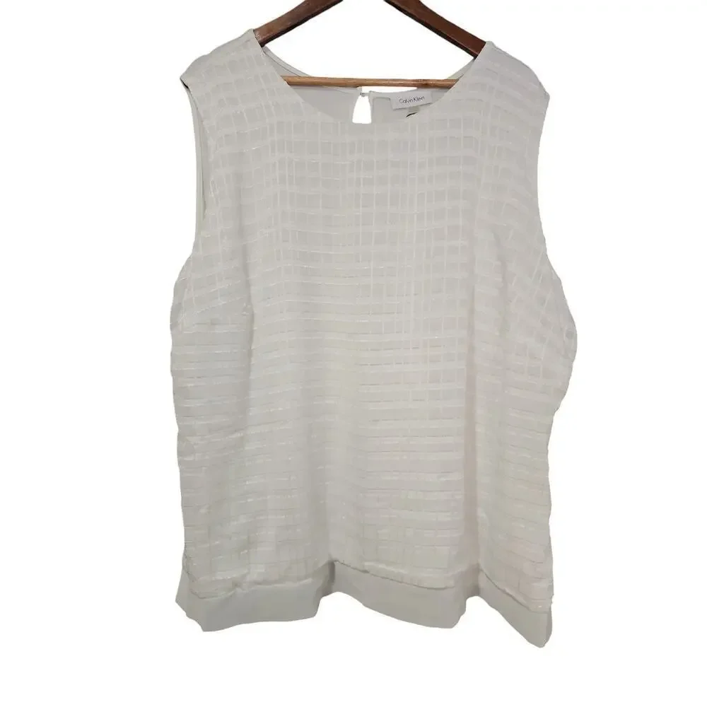 Calvin Klein Textured Tank Top White Size 3X NWT